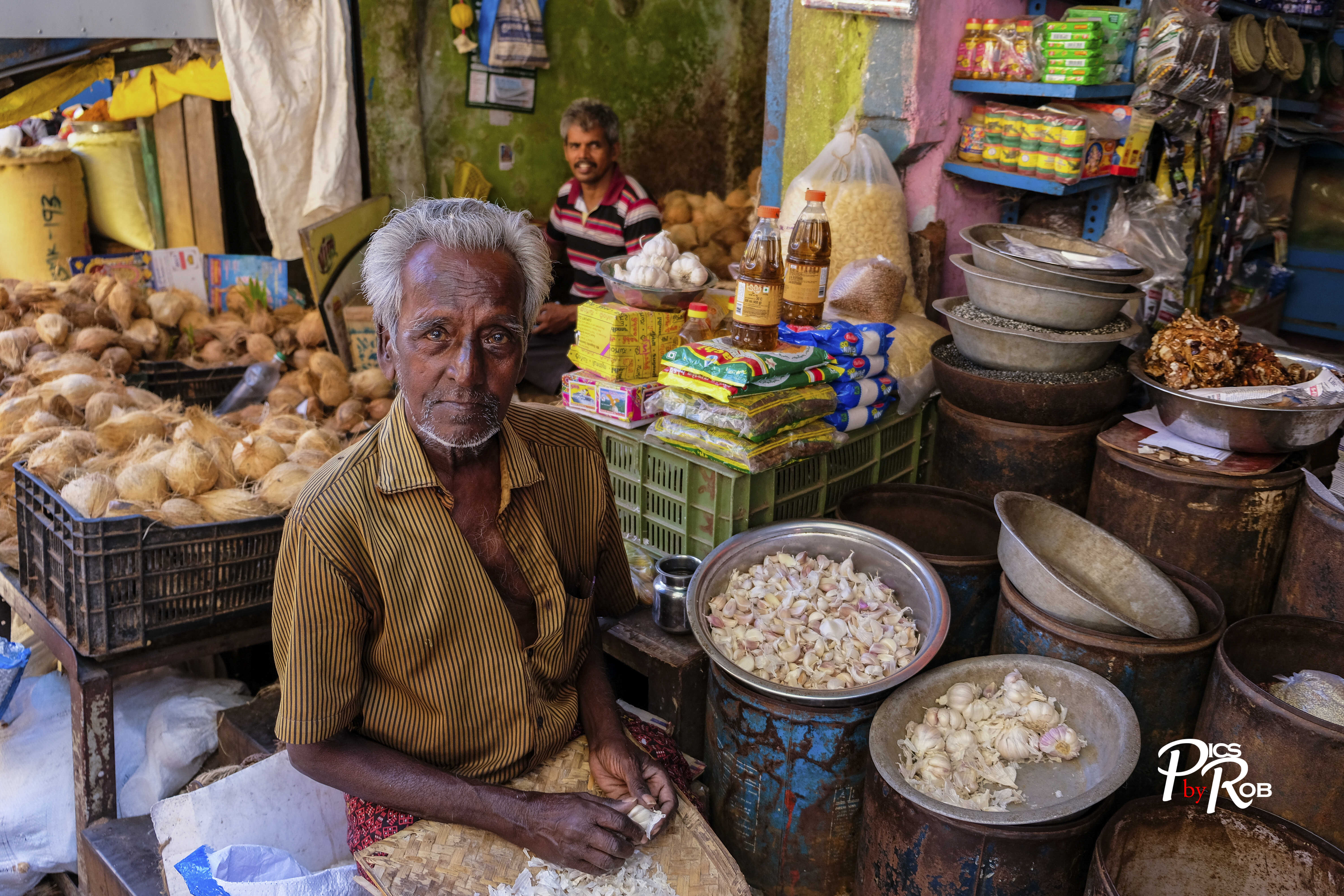 Peeling Garlic in India
